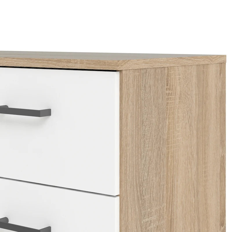 Commode double large scandinave Oak & White à 8 tiroirs avec finition en aluminium pour 1