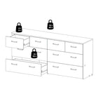 Commode double large scandinave Oak & White à 8 tiroirs avec finition en aluminium pour 1