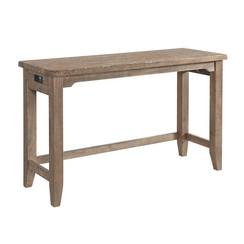 Table de bar canapé rustique Sandwash 60" avec portes de grange et prises intégrées pour 2+