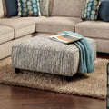 Caledonia Transitional Ivory Chenille Upholstered Cocktail Ottoman by Furniture of America