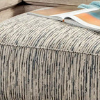 Pouf en chenille rayée multi-transitionnelle avec pieds en bois pour 1 à 2 personnes