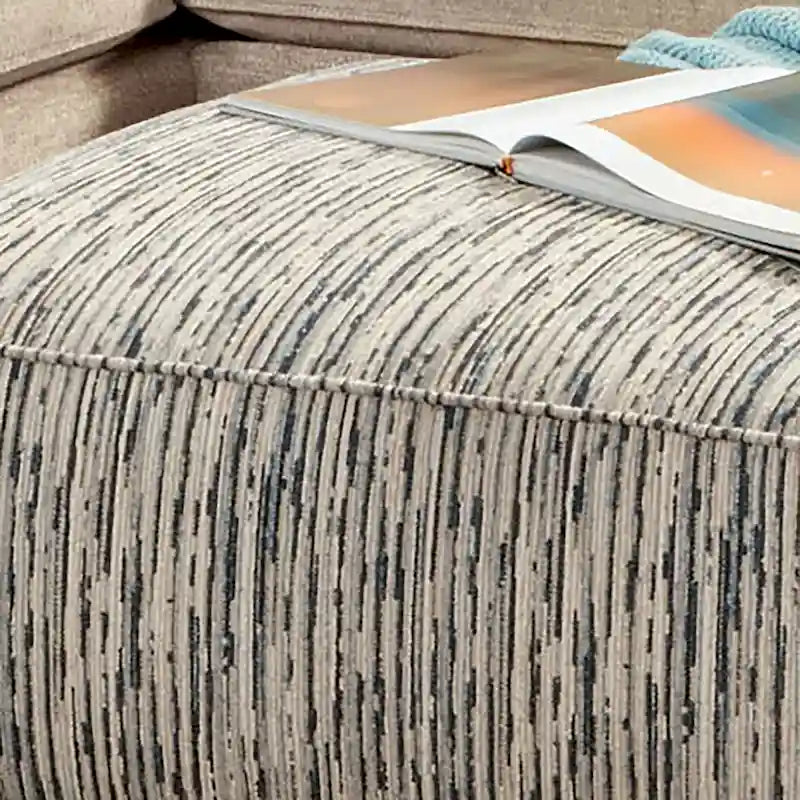 Pouf en chenille rayée multi-transitionnelle avec pieds en bois pour 1 à 2 personnes