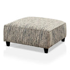 Pouf en chenille rayée multi-transitionnelle avec pieds en bois pour 1 à 2 personnes