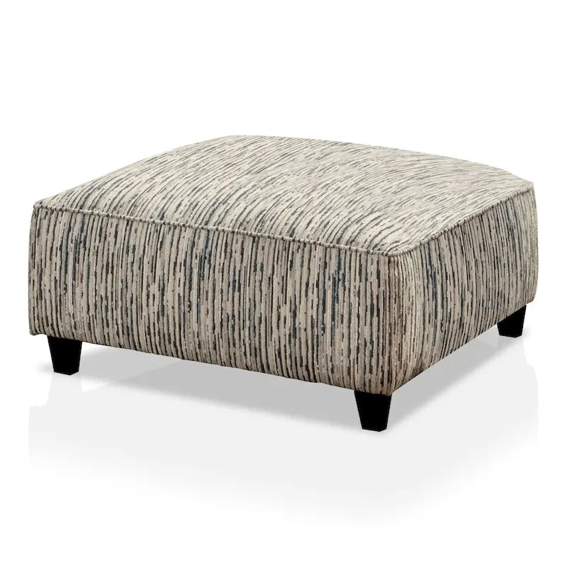 Pouf en chenille rayée multi-transitionnelle avec pieds en bois pour 1 à 2 personnes
