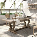 Table à manger extensible en bois, style chevalet rustique, ton naturel, 8 personnes