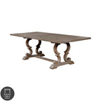 Table à manger extensible en bois, style chevalet rustique, ton naturel, 8 personnes