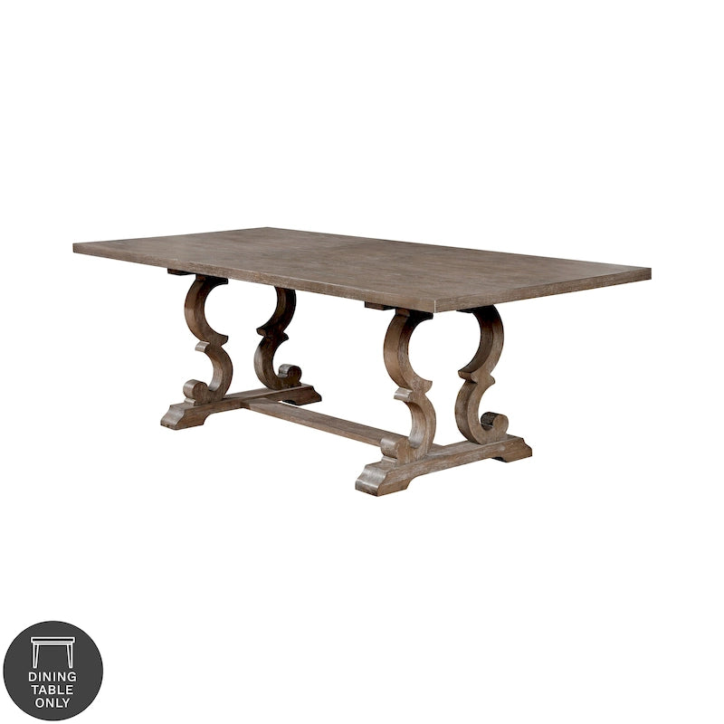 Table à manger extensible en bois, style chevalet rustique, ton naturel, 8 personnes