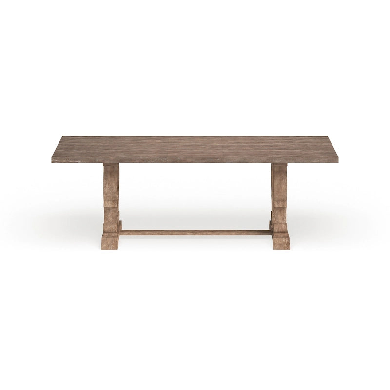 Table à manger extensible en bois, style chevalet rustique, ton naturel, 8 personnes