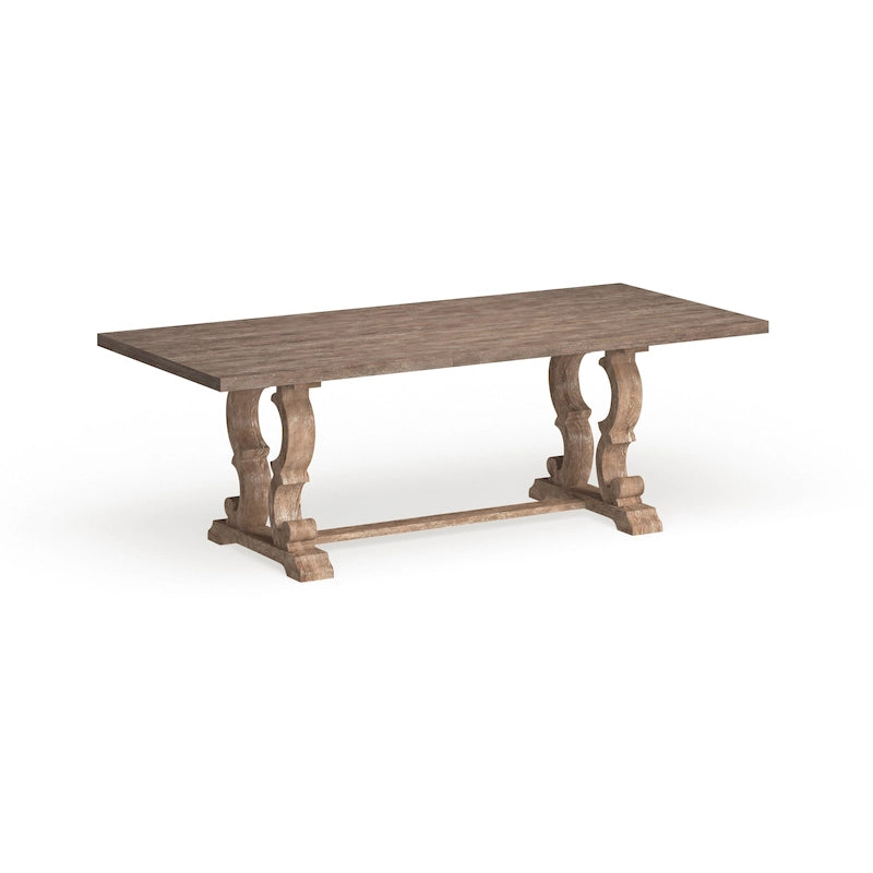 Table à manger extensible en bois, style chevalet rustique, ton naturel, 8 personnes