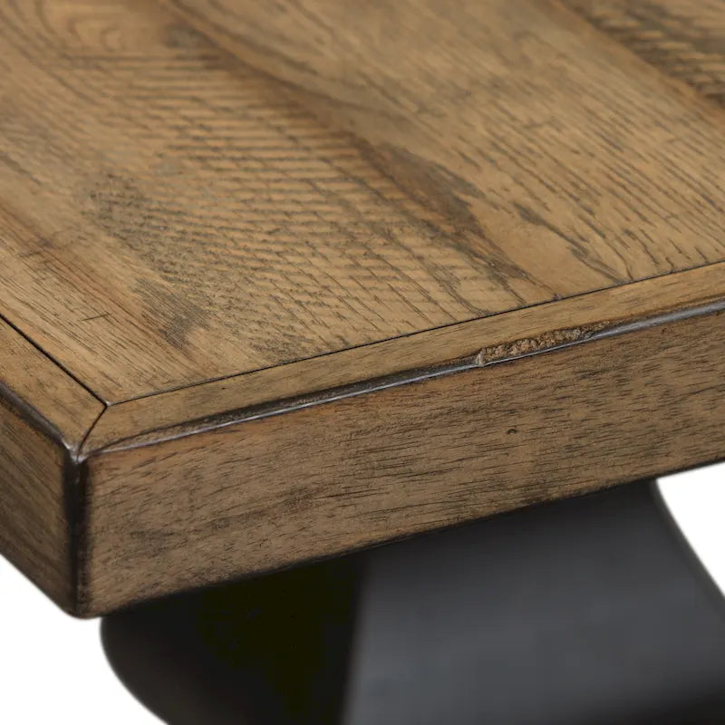 Table à manger à tréteaux en hévéa noir avec rallonge de 50 cm intégrée, 8 personnes