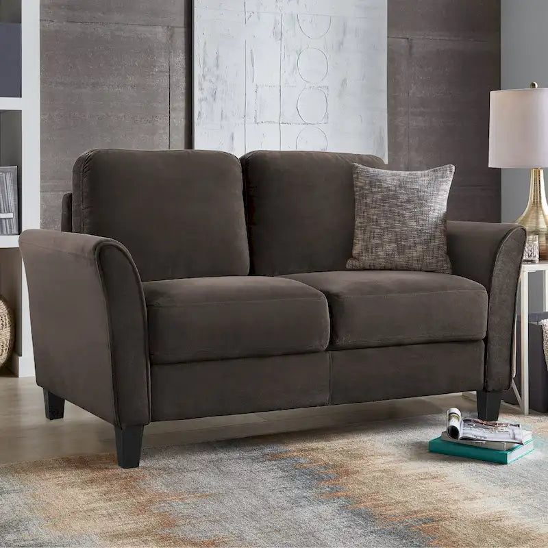 Causeuse en microfibre moderne 5 couleurs avec cadre en bois dur et pieds noirs pour 2 personnes
