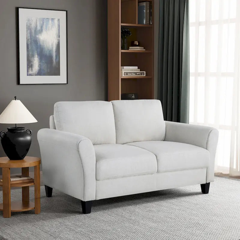 Causeuse en microfibre moderne 5 couleurs avec cadre en bois dur et pieds noirs pour 2 personnes