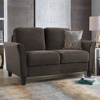 Causeuse en microfibre moderne 5 couleurs avec cadre en bois dur et pieds noirs pour 2 personnes