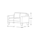 Causeuse en microfibre moderne 5 couleurs avec cadre en bois dur et pieds noirs pour 2 personnes
