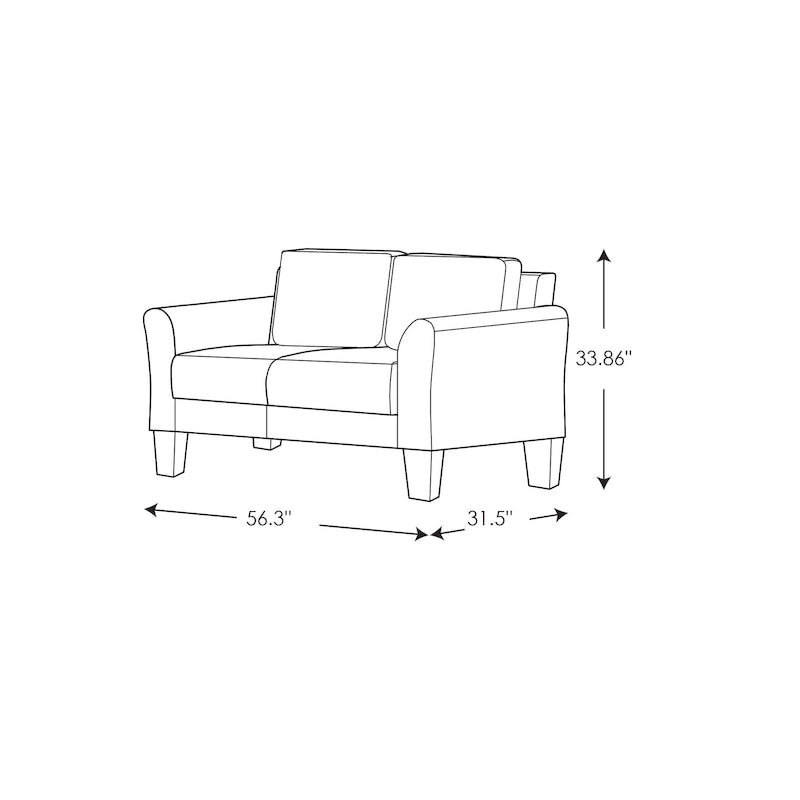 Causeuse en microfibre moderne 5 couleurs avec cadre en bois dur et pieds noirs pour 2 personnes
