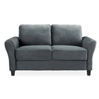 Causeuse en microfibre moderne 5 couleurs avec cadre en bois dur et pieds noirs pour 2 personnes