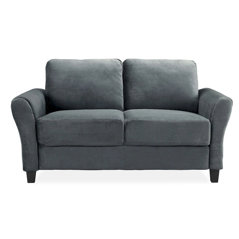 Causeuse en microfibre moderne 5 couleurs avec cadre en bois dur et pieds noirs pour 2 personnes