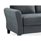 Causeuse en microfibre moderne 5 couleurs avec cadre en bois dur et pieds noirs pour 2 personnes