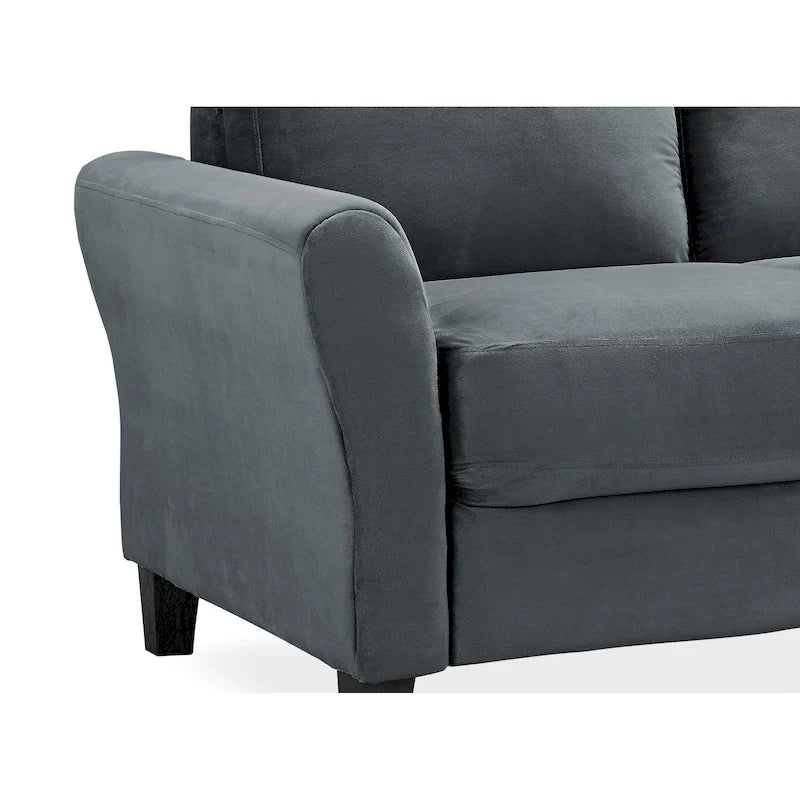 Causeuse en microfibre moderne 5 couleurs avec cadre en bois dur et pieds noirs pour 2 personnes