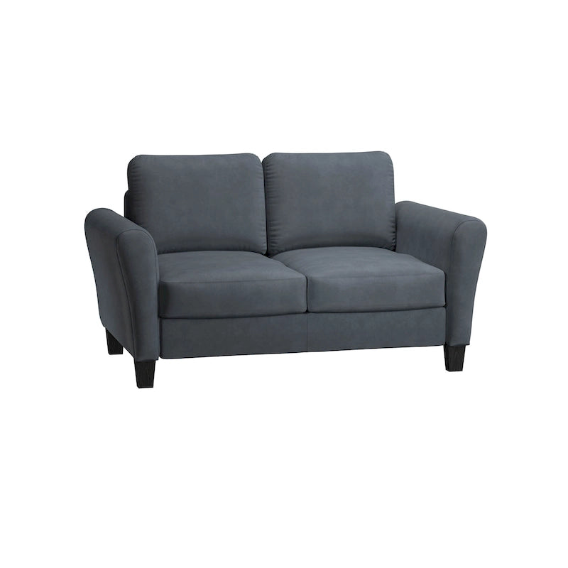 Causeuse en microfibre moderne 5 couleurs avec cadre en bois dur et pieds noirs pour 2 personnes