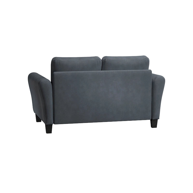 Causeuse en microfibre moderne 5 couleurs avec cadre en bois dur et pieds noirs pour 2 personnes