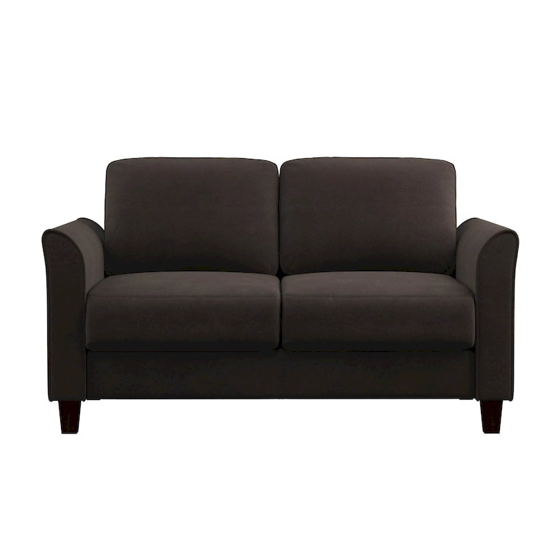 Causeuse en microfibre moderne 5 couleurs avec cadre en bois dur et pieds noirs pour 2 personnes