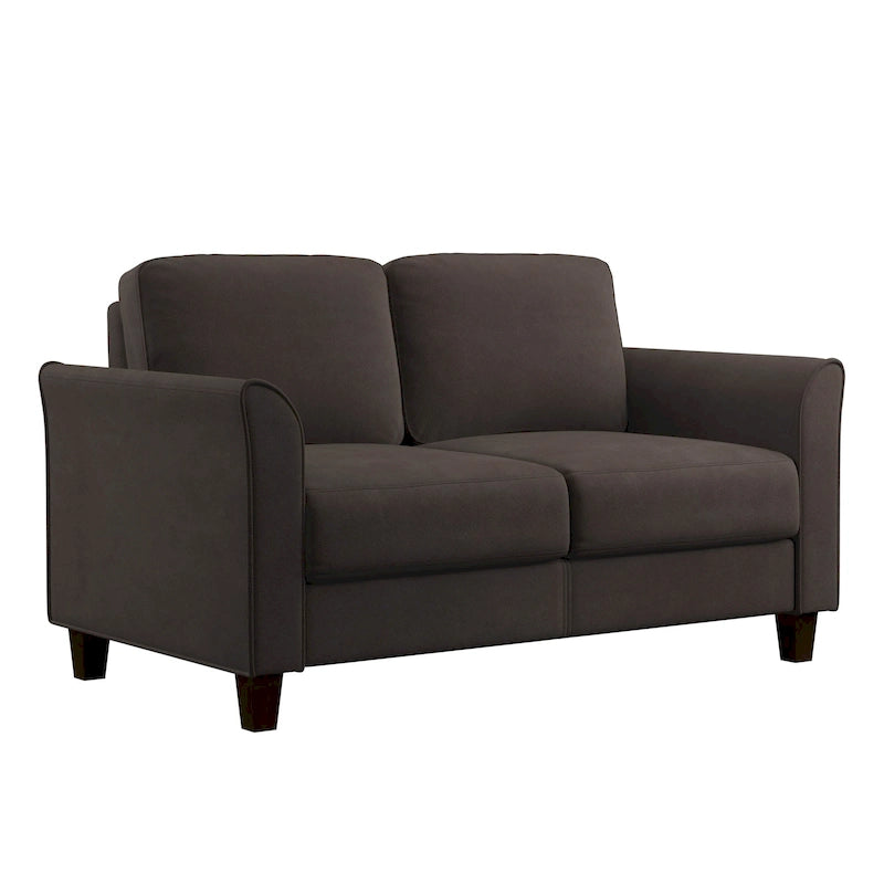 Causeuse en microfibre moderne 5 couleurs avec cadre en bois dur et pieds noirs pour 2 personnes
