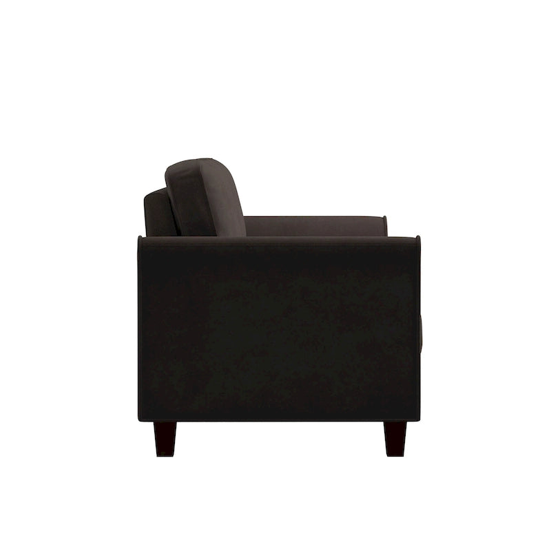 Causeuse en microfibre moderne 5 couleurs avec cadre en bois dur et pieds noirs pour 2 personnes