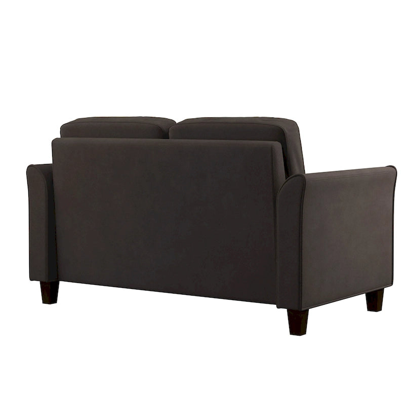 Causeuse en microfibre moderne 5 couleurs avec cadre en bois dur et pieds noirs pour 2 personnes