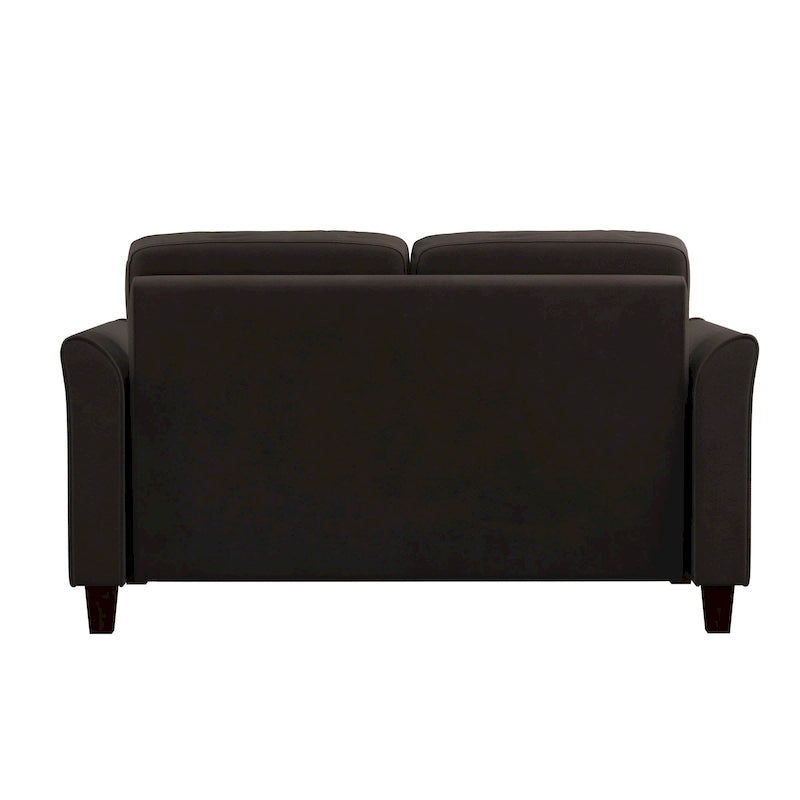 Causeuse en microfibre moderne 5 couleurs avec cadre en bois dur et pieds noirs pour 2 personnes
