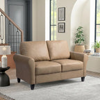 Causeuse en microfibre moderne 5 couleurs avec cadre en bois dur et pieds noirs pour 2 personnes