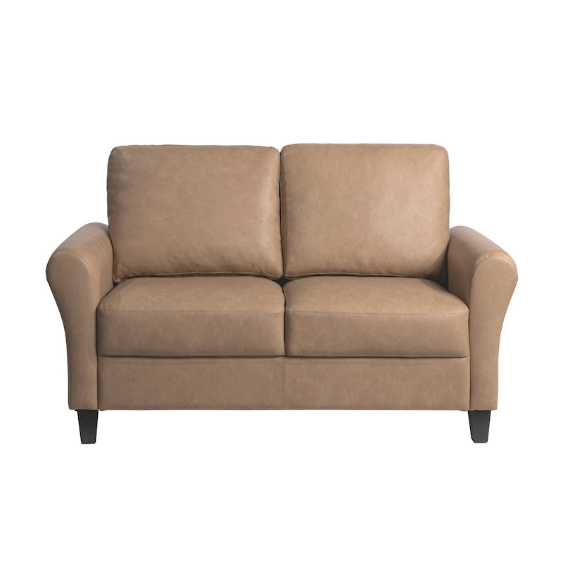 Causeuse en microfibre moderne 5 couleurs avec cadre en bois dur et pieds noirs pour 2 personnes