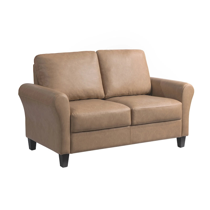 Causeuse en microfibre moderne 5 couleurs avec cadre en bois dur et pieds noirs pour 2 personnes