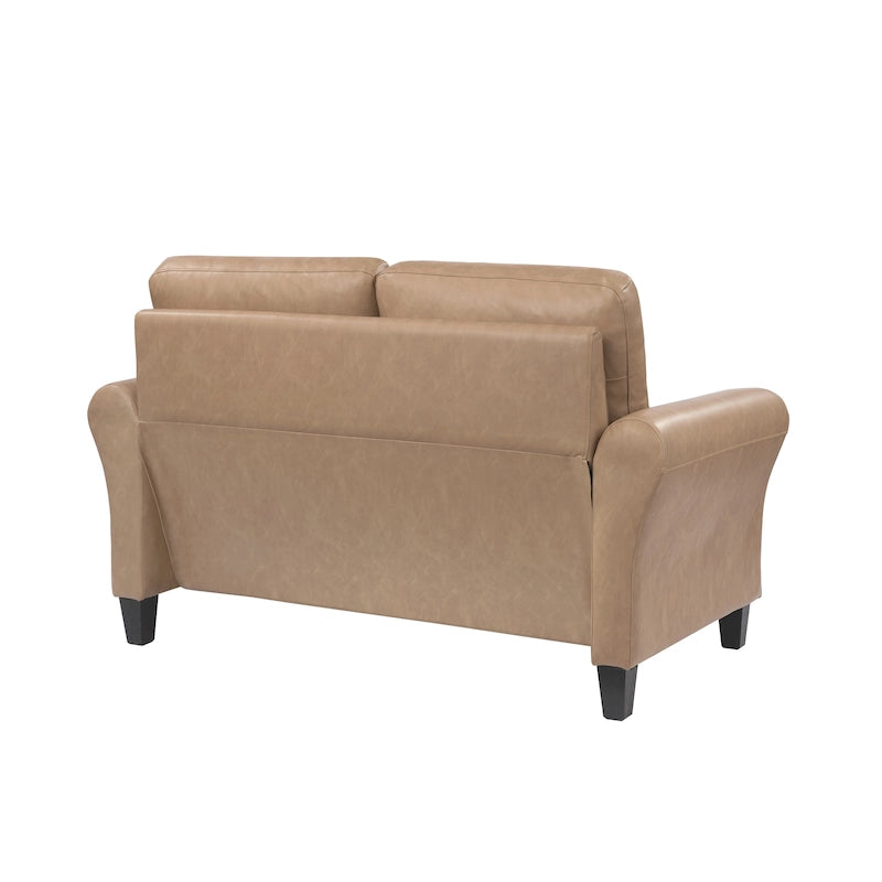 Causeuse en microfibre moderne 5 couleurs avec cadre en bois dur et pieds noirs pour 2 personnes