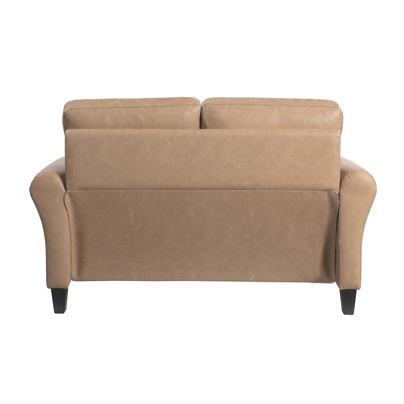 Causeuse en microfibre moderne 5 couleurs avec cadre en bois dur et pieds noirs pour 2 personnes