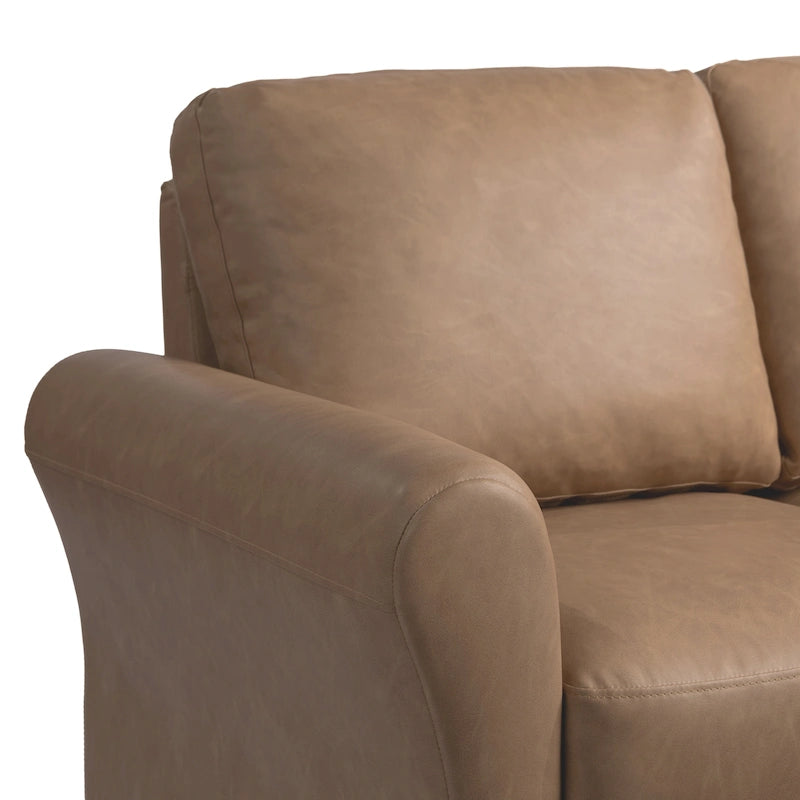 Causeuse en microfibre moderne 5 couleurs avec cadre en bois dur et pieds noirs pour 2 personnes