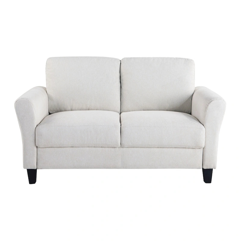 Causeuse en microfibre moderne 5 couleurs avec cadre en bois dur et pieds noirs pour 2 personnes