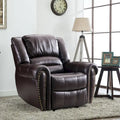 Fauteuil inclinable manuel en cuir respirant 2 couleurs avec clous décoratifs et cadre en acier pour 1 personne
