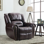 Fauteuil inclinable manuel en cuir respirant 2 couleurs avec clous décoratifs et cadre en acier pour 1 personne