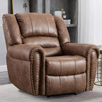 Fauteuil inclinable manuel en cuir respirant 2 couleurs avec clous décoratifs et cadre en acier pour 1 personne