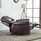 Fauteuil inclinable manuel en cuir respirant 2 couleurs avec clous décoratifs et cadre en acier pour 1 personne