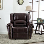 Fauteuil inclinable manuel en cuir respirant 2 couleurs avec clous décoratifs et cadre en acier pour 1 personne