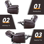 Fauteuil inclinable manuel en cuir respirant 2 couleurs avec clous décoratifs et cadre en acier pour 1 personne
