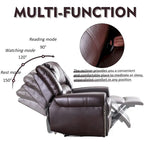 Fauteuil inclinable manuel en cuir respirant 2 couleurs avec clous décoratifs et cadre en acier pour 1 personne