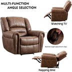 Fauteuil inclinable manuel en cuir respirant 2 couleurs avec clous décoratifs et cadre en acier pour 1 personne