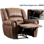 Fauteuil inclinable manuel en cuir respirant 2 couleurs avec clous décoratifs et cadre en acier pour 1 personne