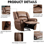 Fauteuil inclinable manuel en cuir respirant 2 couleurs avec clous décoratifs et cadre en acier pour 1 personne