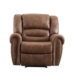Fauteuil inclinable manuel en cuir respirant 2 couleurs avec clous décoratifs et cadre en acier pour 1 personne