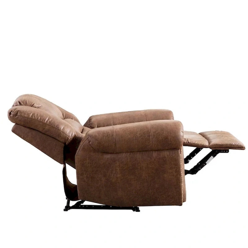 Fauteuil inclinable manuel en cuir respirant 2 couleurs avec clous décoratifs et cadre en acier pour 1 personne