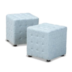 Ensemble de 2 poufs cubes en tissu capitonné contemporain 4 couleurs